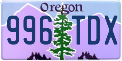 OR license plate 996TDX