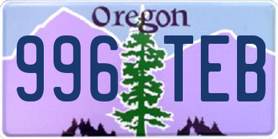 OR license plate 996TEB