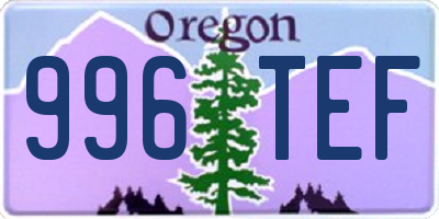OR license plate 996TEF