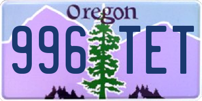 OR license plate 996TET