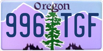 OR license plate 996TGF