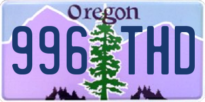 OR license plate 996THD