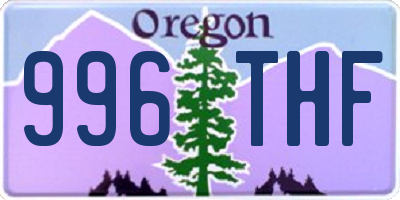 OR license plate 996THF