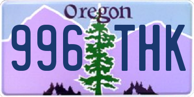 OR license plate 996THK