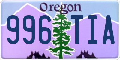 OR license plate 996TIA