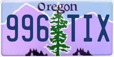 OR license plate 996TIX