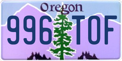 OR license plate 996TOF