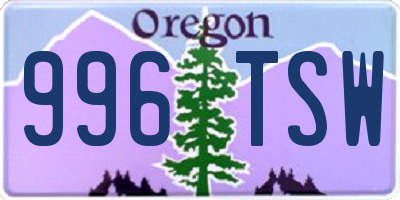 OR license plate 996TSW