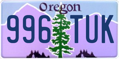 OR license plate 996TUK