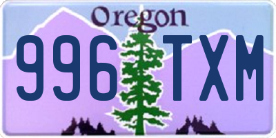 OR license plate 996TXM