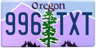 OR license plate 996TXT