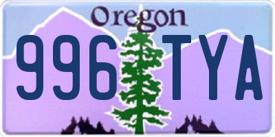 OR license plate 996TYA