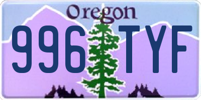 OR license plate 996TYF