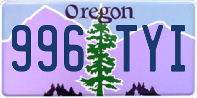 OR license plate 996TYI
