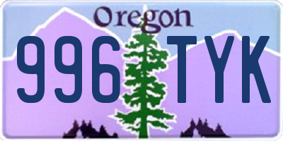 OR license plate 996TYK