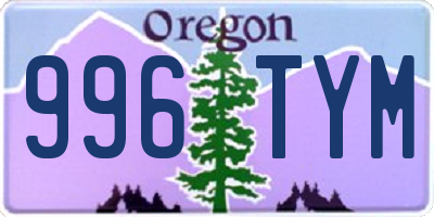 OR license plate 996TYM