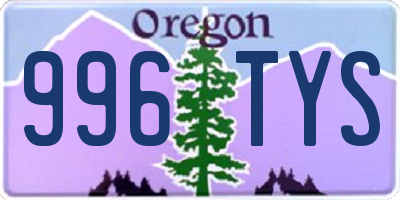 OR license plate 996TYS