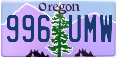 OR license plate 996UMW
