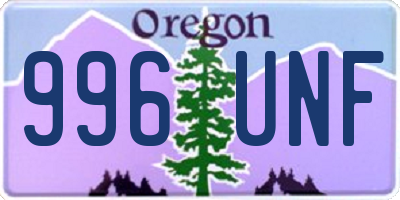 OR license plate 996UNF