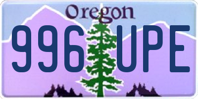 OR license plate 996UPE