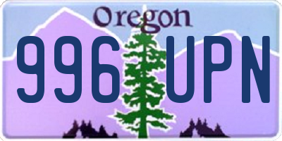 OR license plate 996UPN