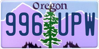 OR license plate 996UPW