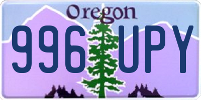 OR license plate 996UPY