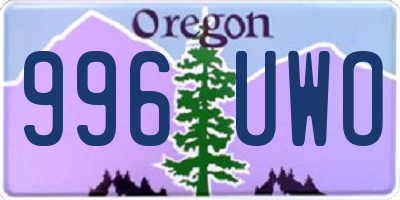 OR license plate 996UWO
