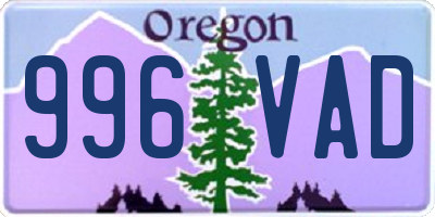 OR license plate 996VAD