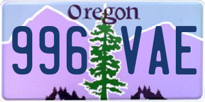 OR license plate 996VAE