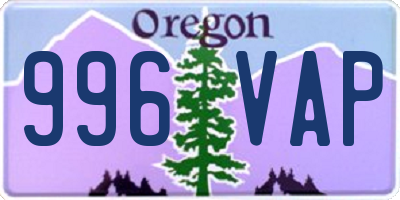OR license plate 996VAP