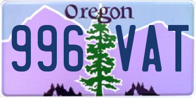 OR license plate 996VAT