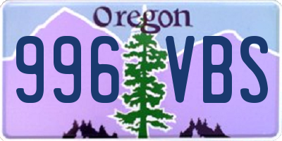 OR license plate 996VBS