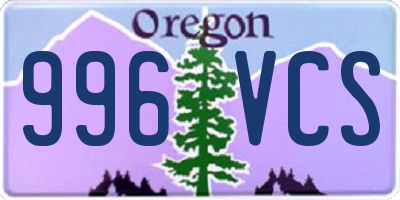 OR license plate 996VCS