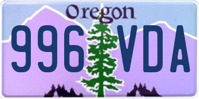 OR license plate 996VDA
