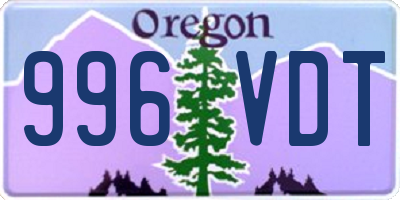 OR license plate 996VDT