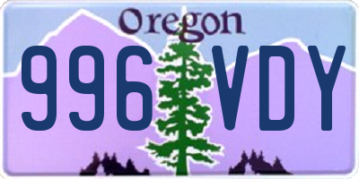 OR license plate 996VDY