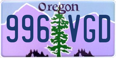 OR license plate 996VGD