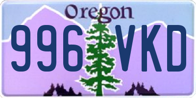 OR license plate 996VKD