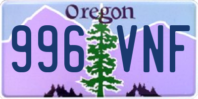 OR license plate 996VNF