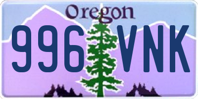 OR license plate 996VNK