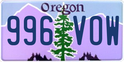 OR license plate 996VOW