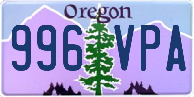 OR license plate 996VPA