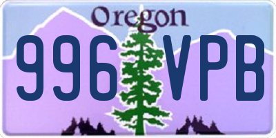 OR license plate 996VPB