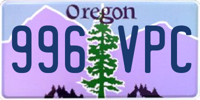 OR license plate 996VPC