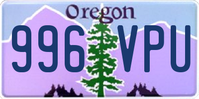 OR license plate 996VPU