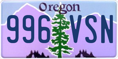 OR license plate 996VSN