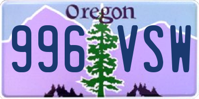 OR license plate 996VSW