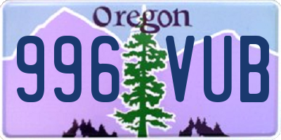 OR license plate 996VUB