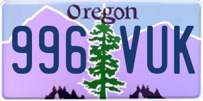 OR license plate 996VUK